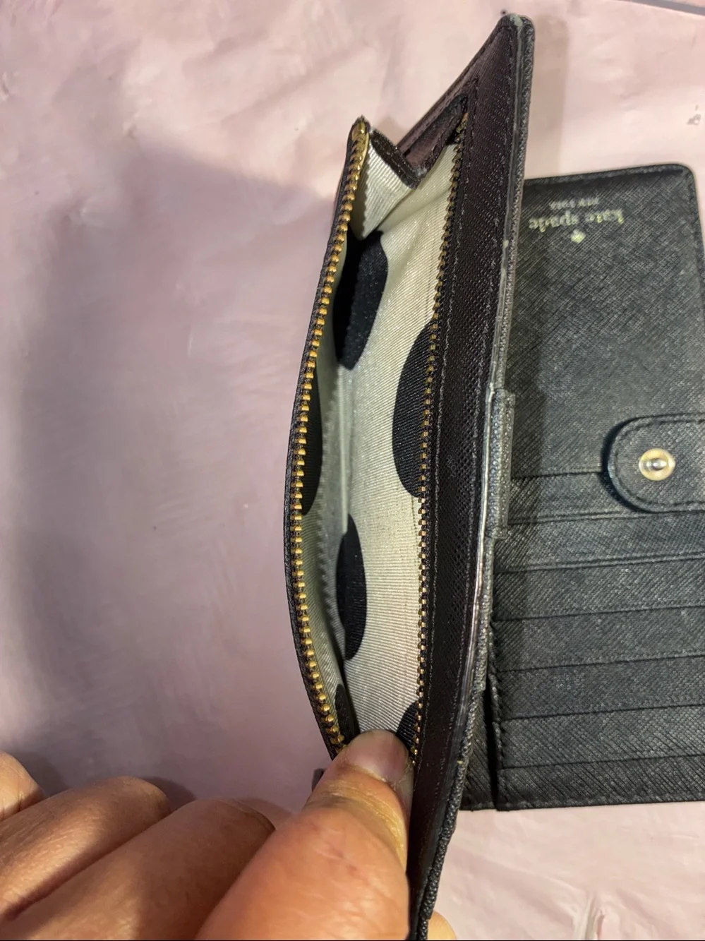 Kate Spade Black Saffiano Zip Around Wallet